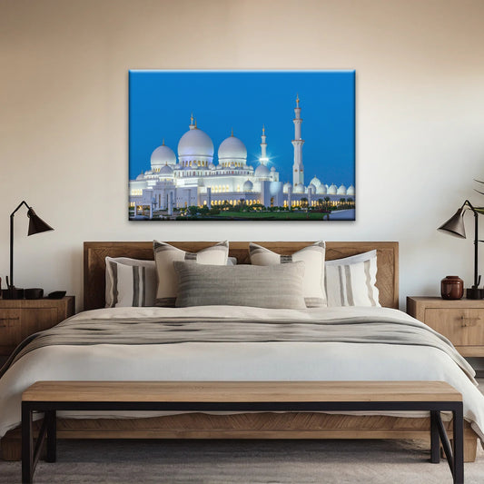 Abu Dhabi Sheikh Zayed Mosque View At Night Islamic Wall Art