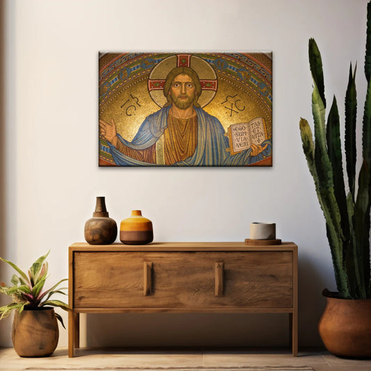 Jesus Christ Holding Book Christian Wall Art Canvas