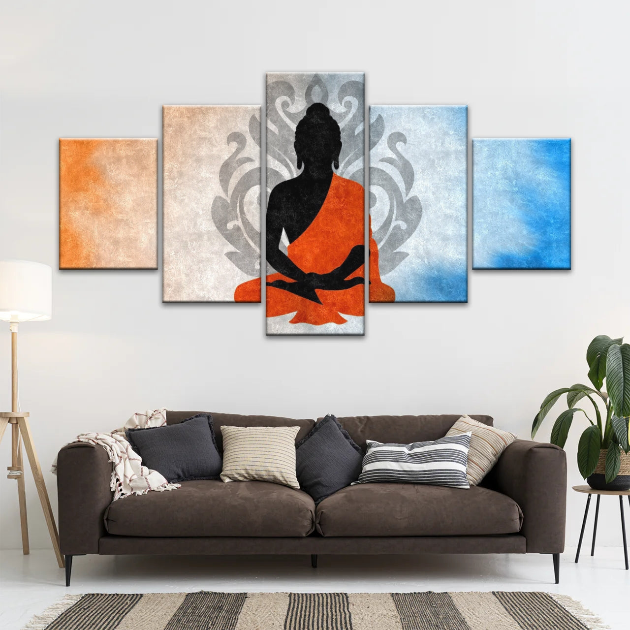 Meditating Buddha Silhouette With Lotus Background Buddha Wall Decor