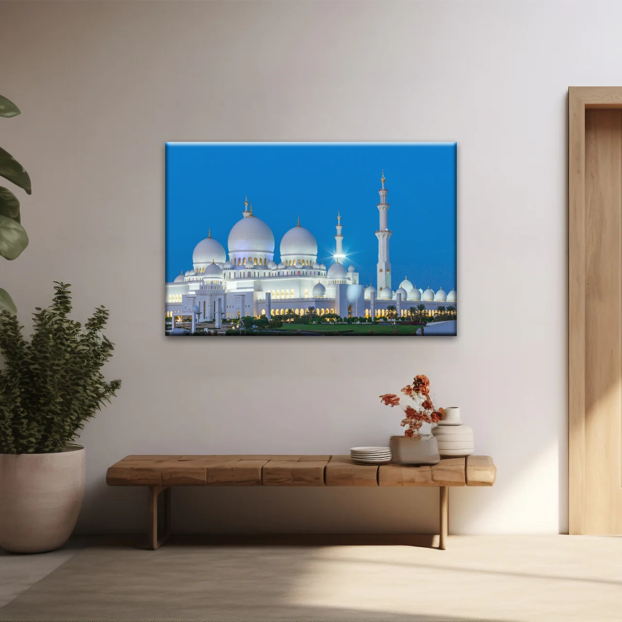 Abu Dhabi Sheikh Zayed Mosque View At Night Islamic Wall Art