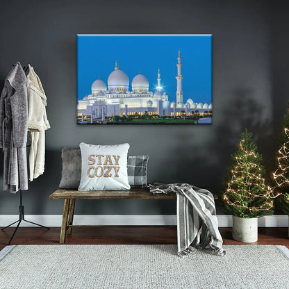Abu Dhabi Sheikh Zayed Mosque View At Night Islamic Wall Art