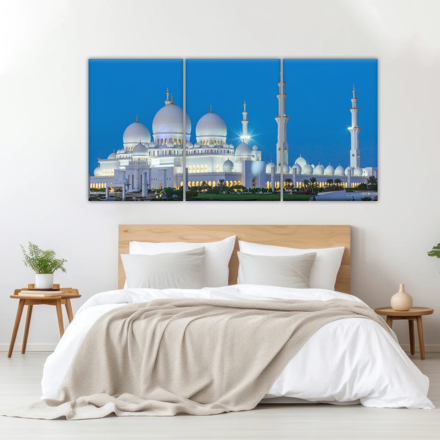 Abu Dhabi Sheikh Zayed Mosque View At Night Islamic Wall Art