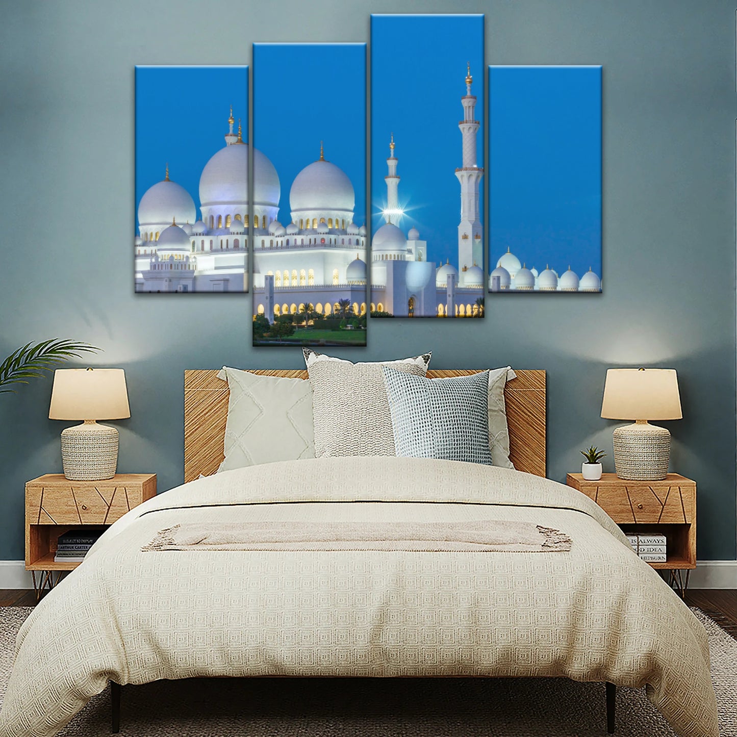 Abu Dhabi Sheikh Zayed Mosque View At Night Islamic Wall Art