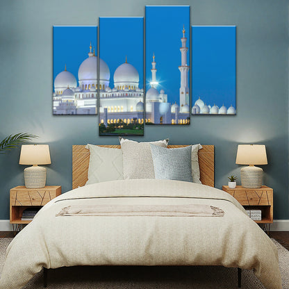 Abu Dhabi Sheikh Zayed Mosque View At Night Islamic Wall Art