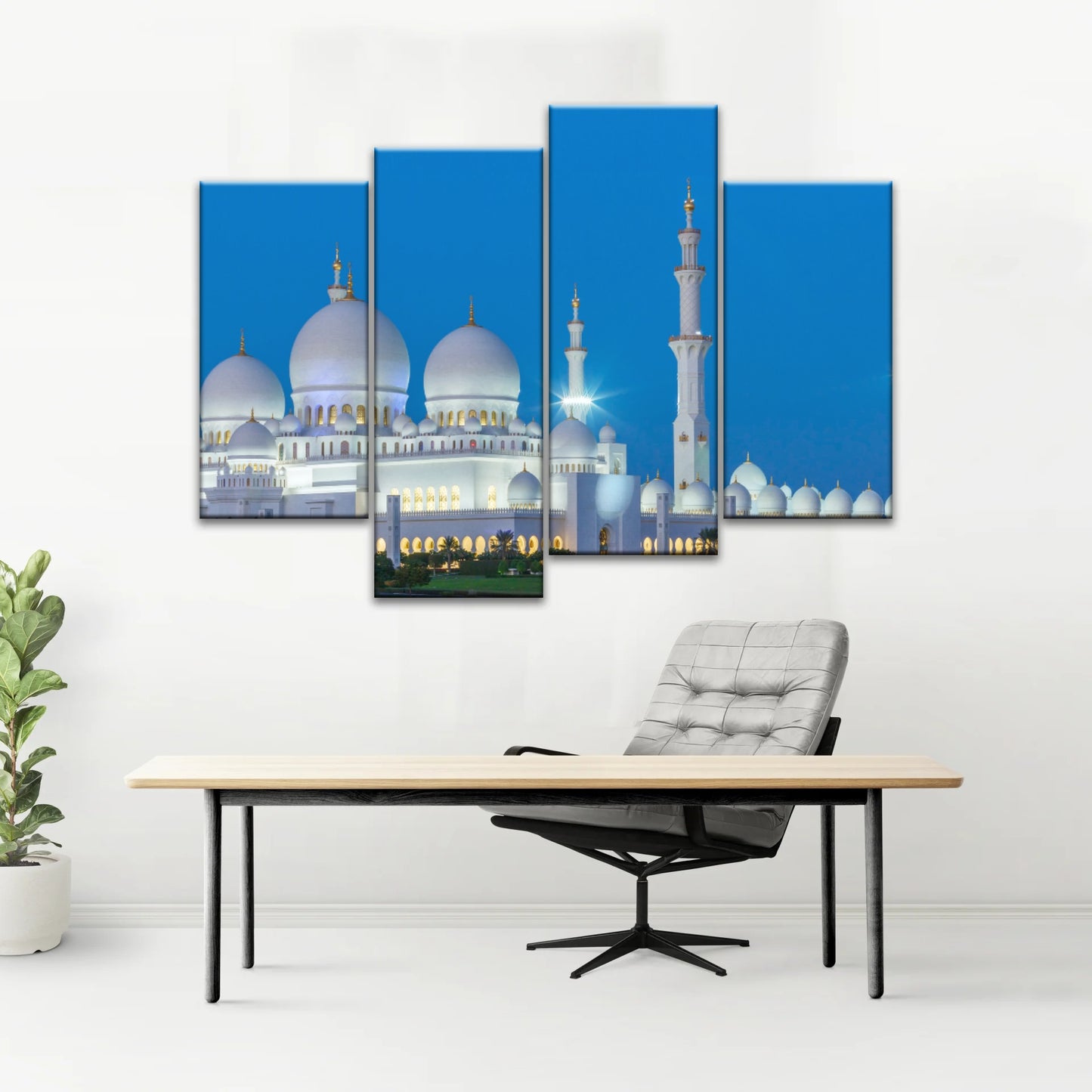 Abu Dhabi Sheikh Zayed Mosque View At Night Islamic Wall Art