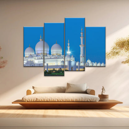 Abu Dhabi Sheikh Zayed Mosque View At Night Islamic Wall Art