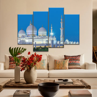 Abu Dhabi Sheikh Zayed Mosque View At Night Islamic Wall Art