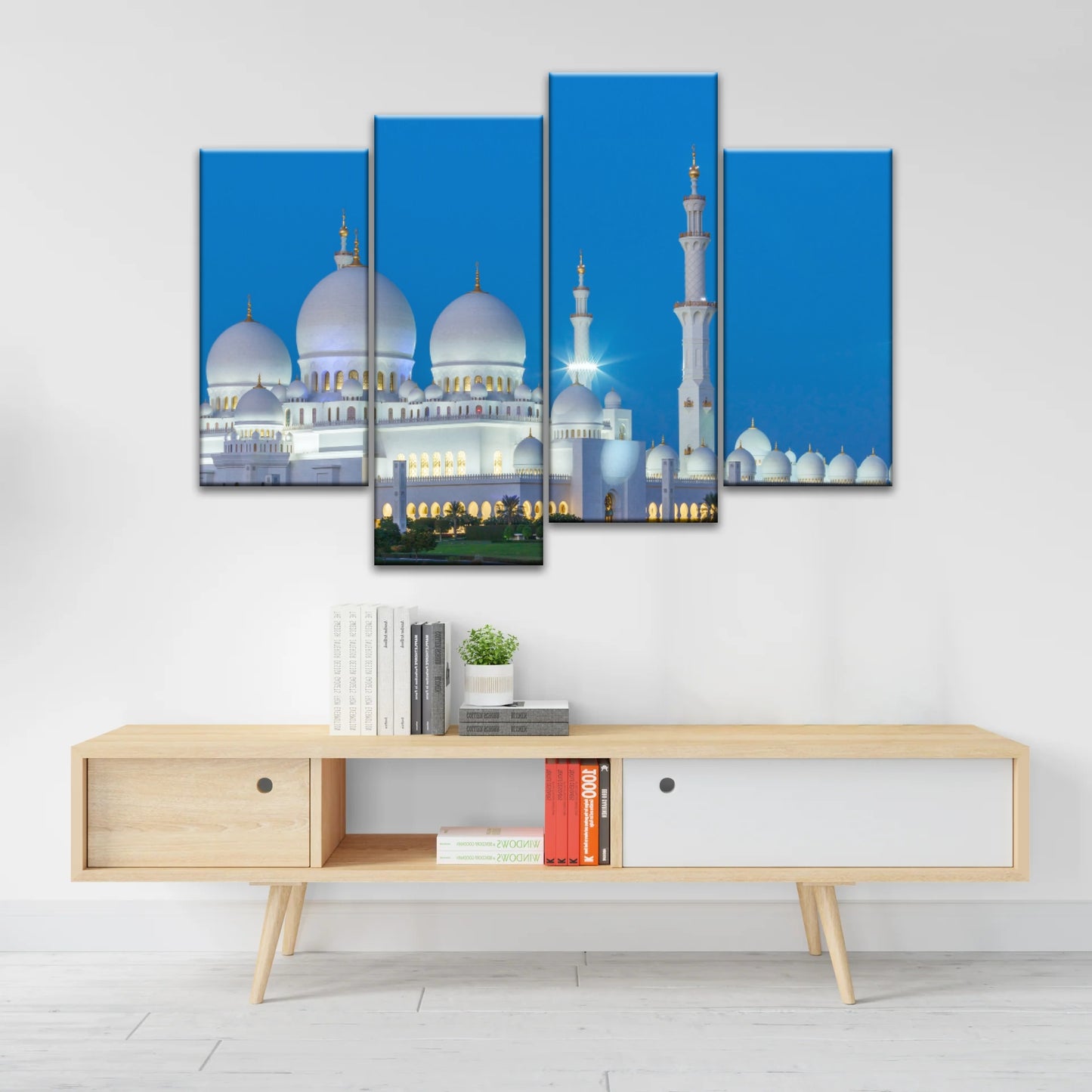 Abu Dhabi Sheikh Zayed Mosque View At Night Islamic Wall Art