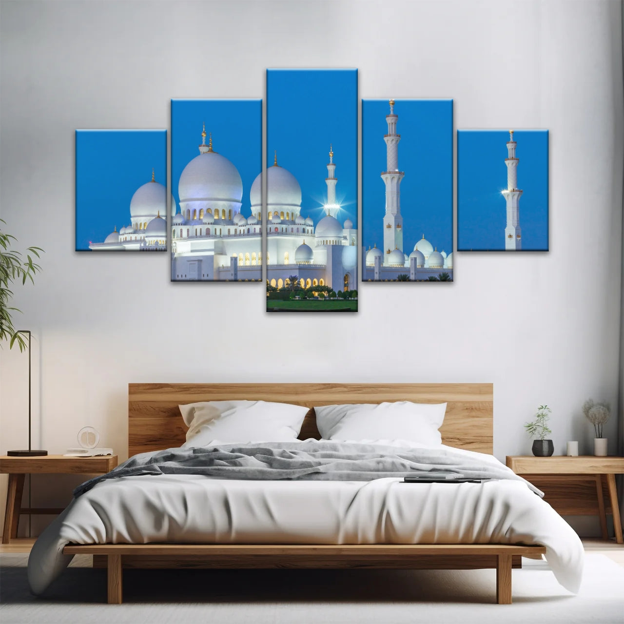 Abu Dhabi Sheikh Zayed Mosque View At Night Islamic Wall Art