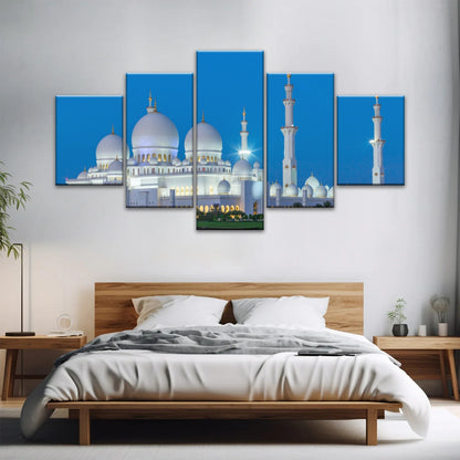 Abu Dhabi Sheikh Zayed Mosque View At Night Islamic Wall Art