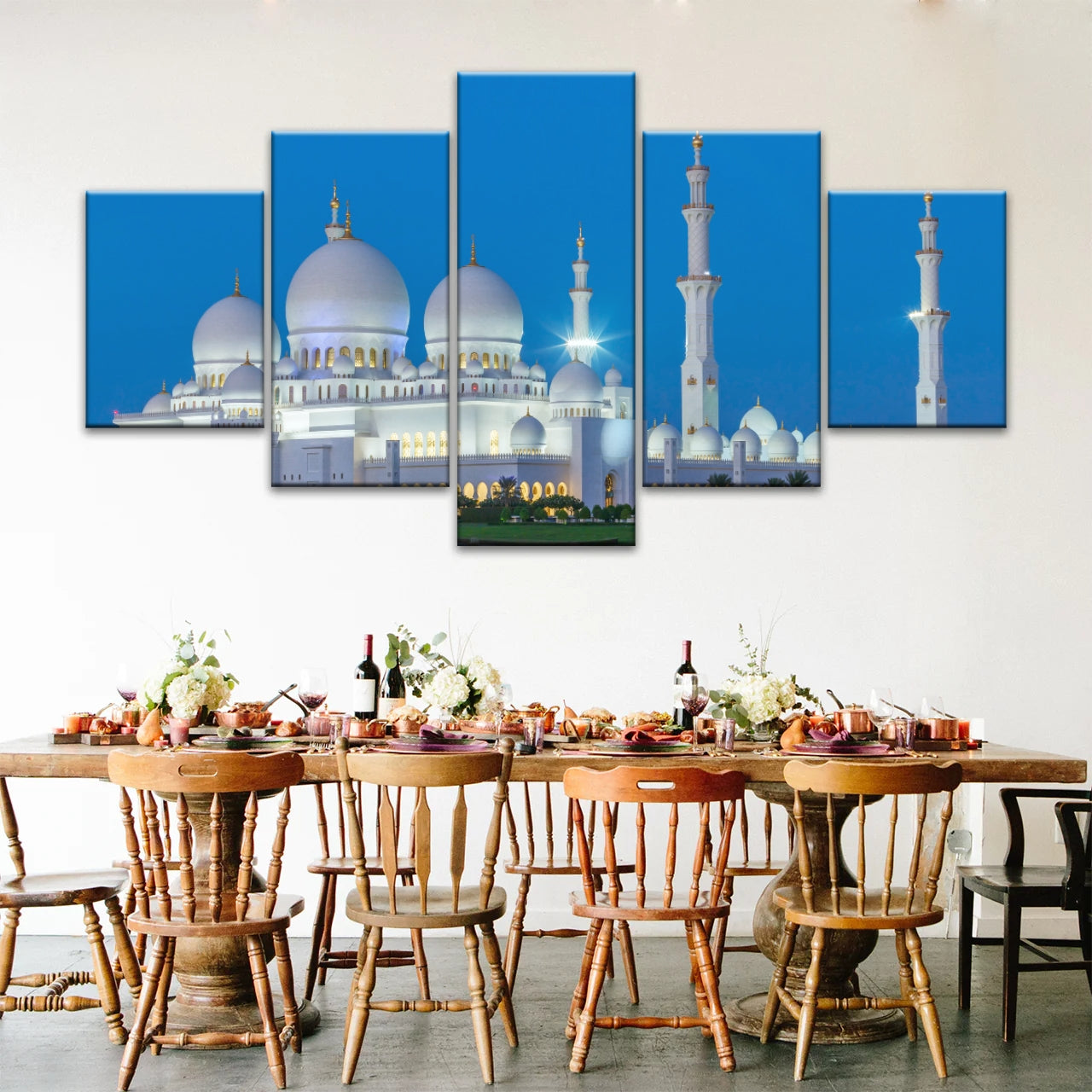 Abu Dhabi Sheikh Zayed Mosque View At Night Islamic Wall Art