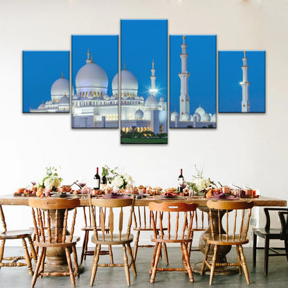 Abu Dhabi Sheikh Zayed Mosque View At Night Islamic Wall Art