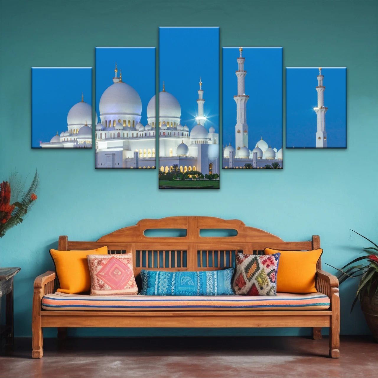 Abu Dhabi Sheikh Zayed Mosque View At Night Islamic Wall Art