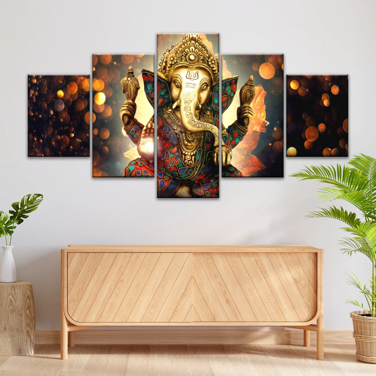Ganesha God-Golden Bronze Statue Of Lord Ganesha Hinduism Canvas Prints