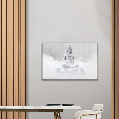 Hindu Deity Shiva in the Mist Statue Hinduism Canvas Wall Art