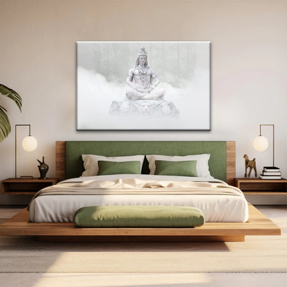 Hindu Deity Shiva in the Mist Statue Hinduism Canvas Wall Art