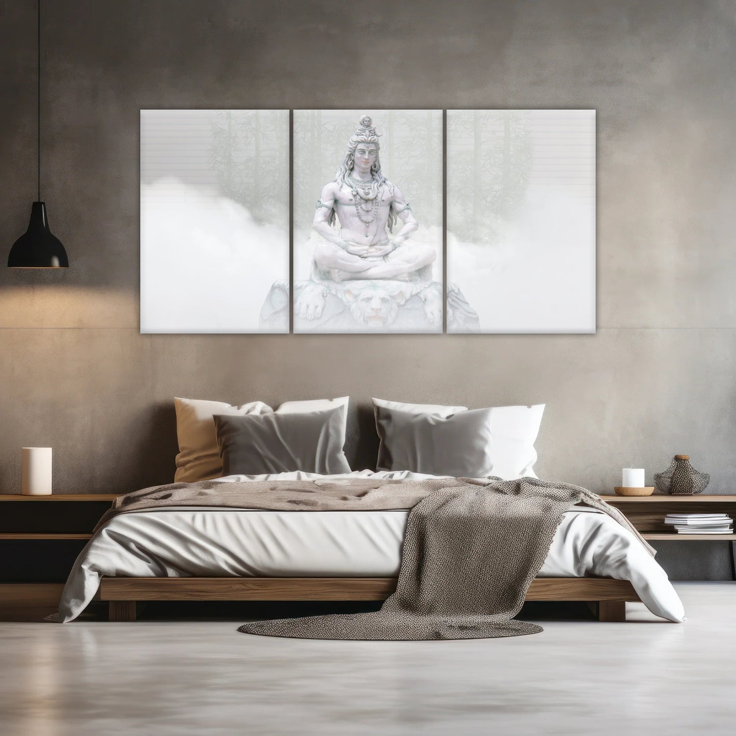 Hindu Deity Shiva in the Mist Statue Hinduism Canvas Wall Art