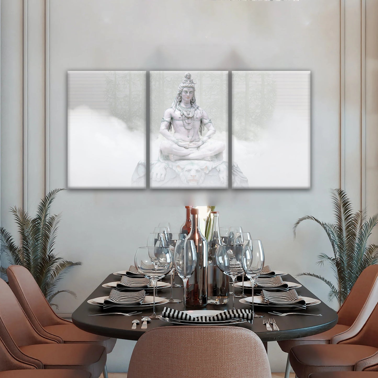 Hindu Deity Shiva in the Mist Statue Hinduism Canvas Wall Art