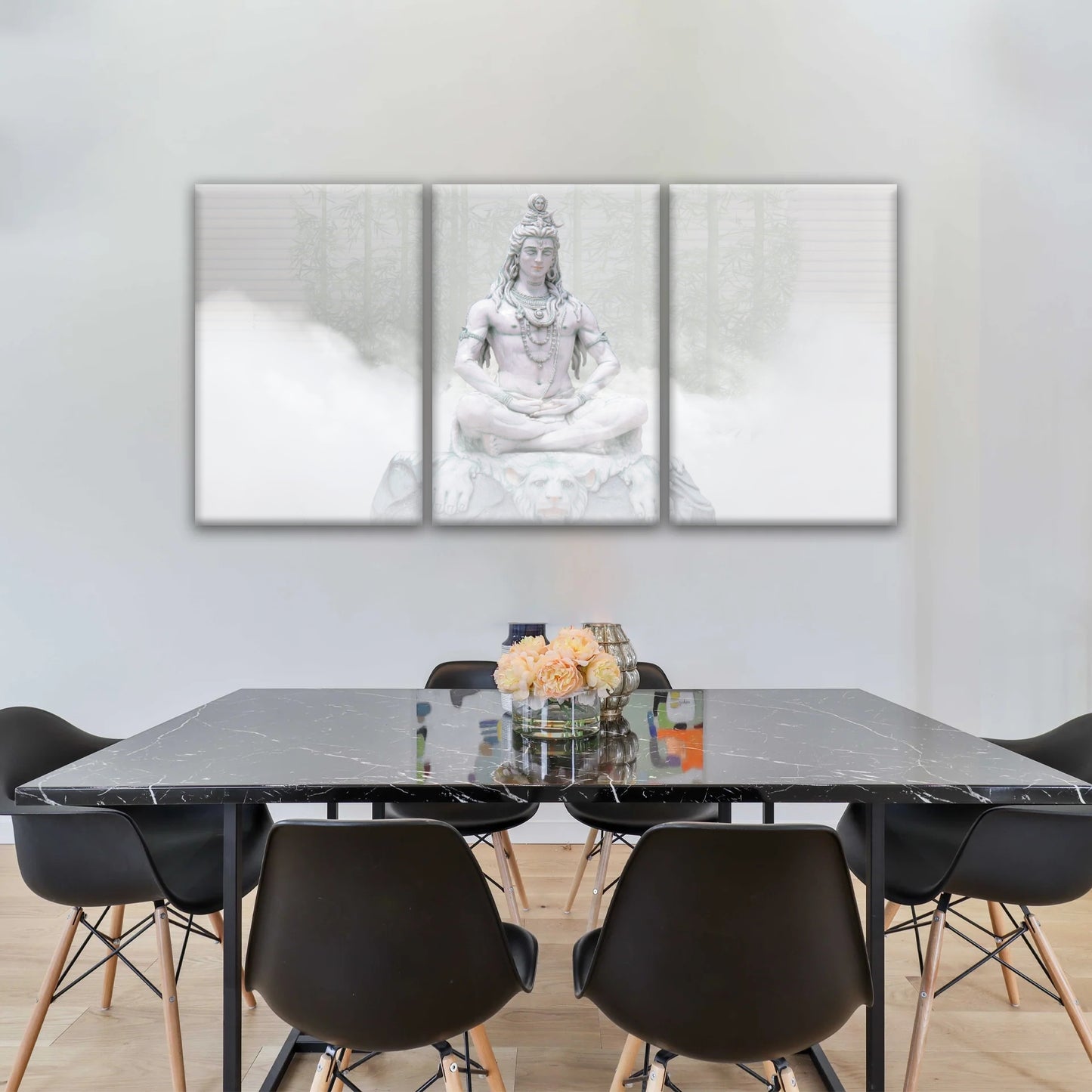 Hindu Deity Shiva in the Mist Statue Hinduism Canvas Wall Art