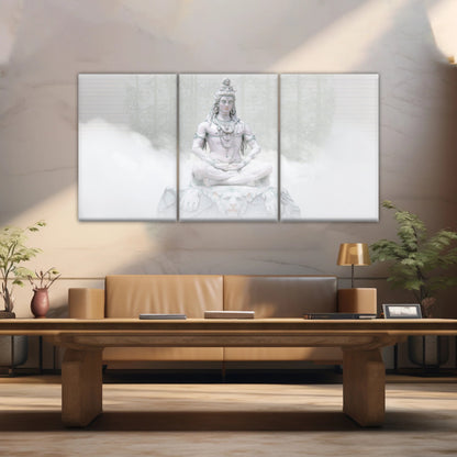 Hindu Deity Shiva in the Mist Statue Hinduism Canvas Wall Art
