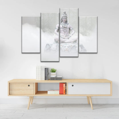 Hindu Deity Shiva in the Mist Statue Hinduism Canvas Wall Art