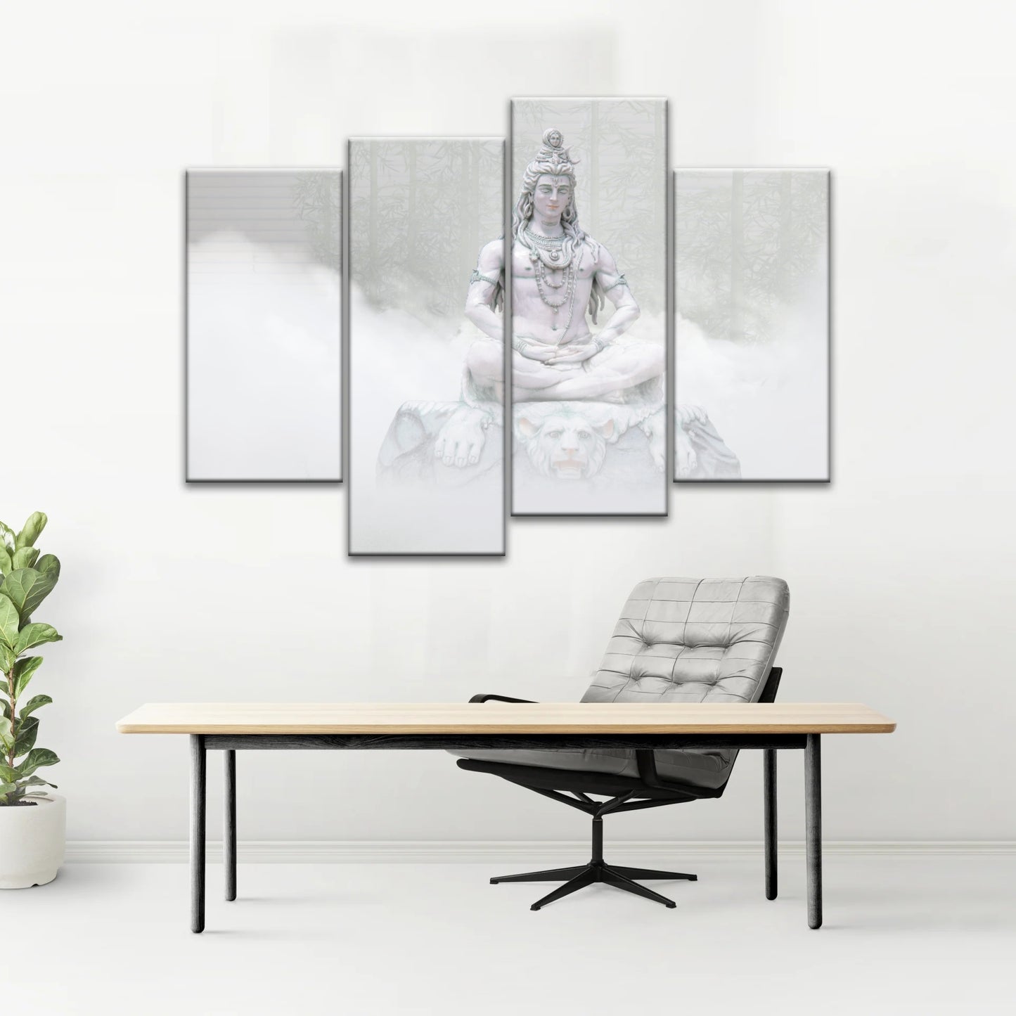 Hindu Deity Shiva in the Mist Statue Hinduism Canvas Wall Art