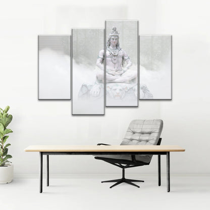 Hindu Deity Shiva in the Mist Statue Hinduism Canvas Wall Art