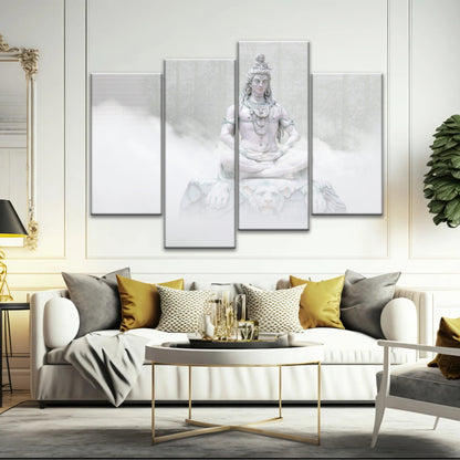 Hindu Deity Shiva in the Mist Statue Hinduism Canvas Wall Art