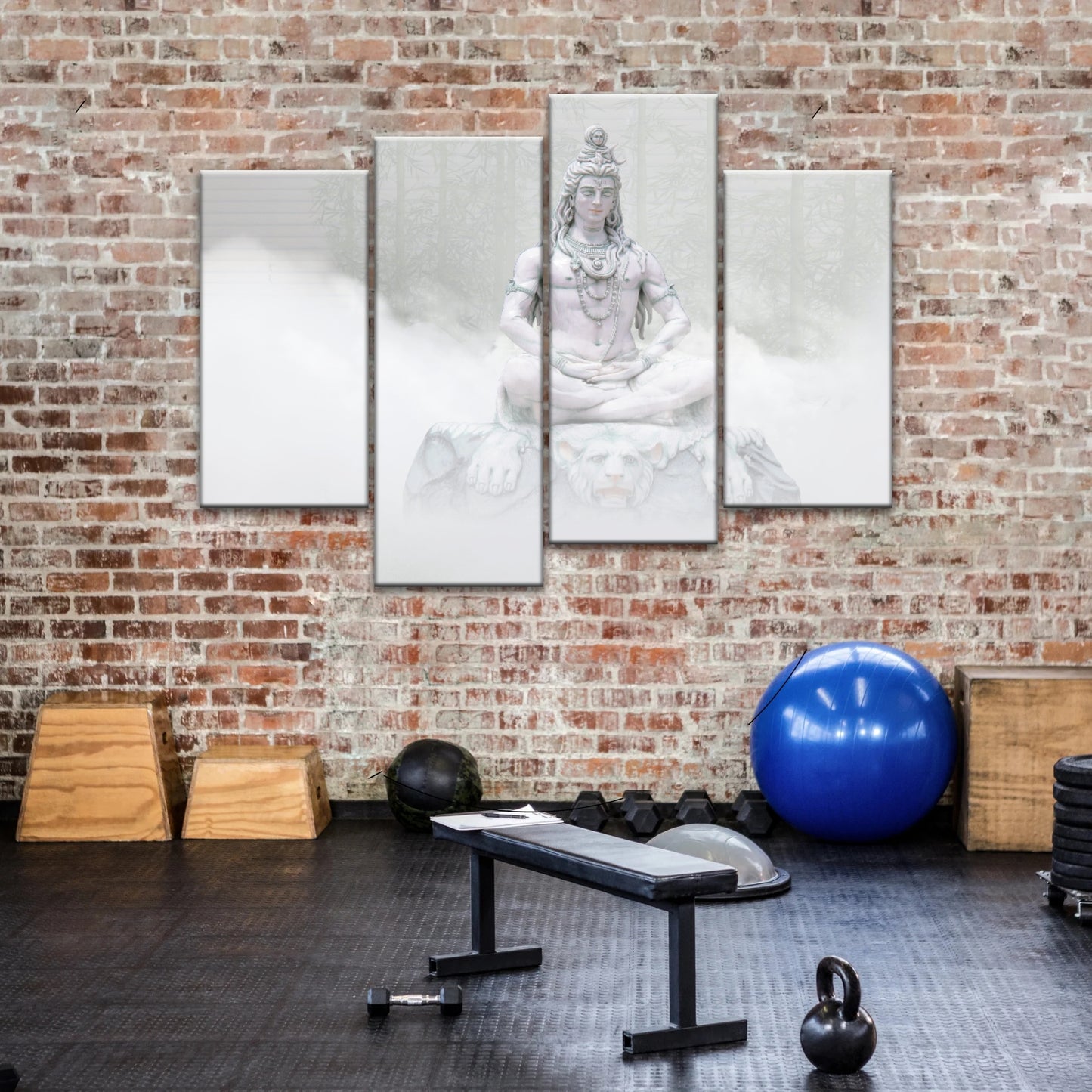 Hindu Deity Shiva in the Mist Statue Hinduism Canvas Wall Art