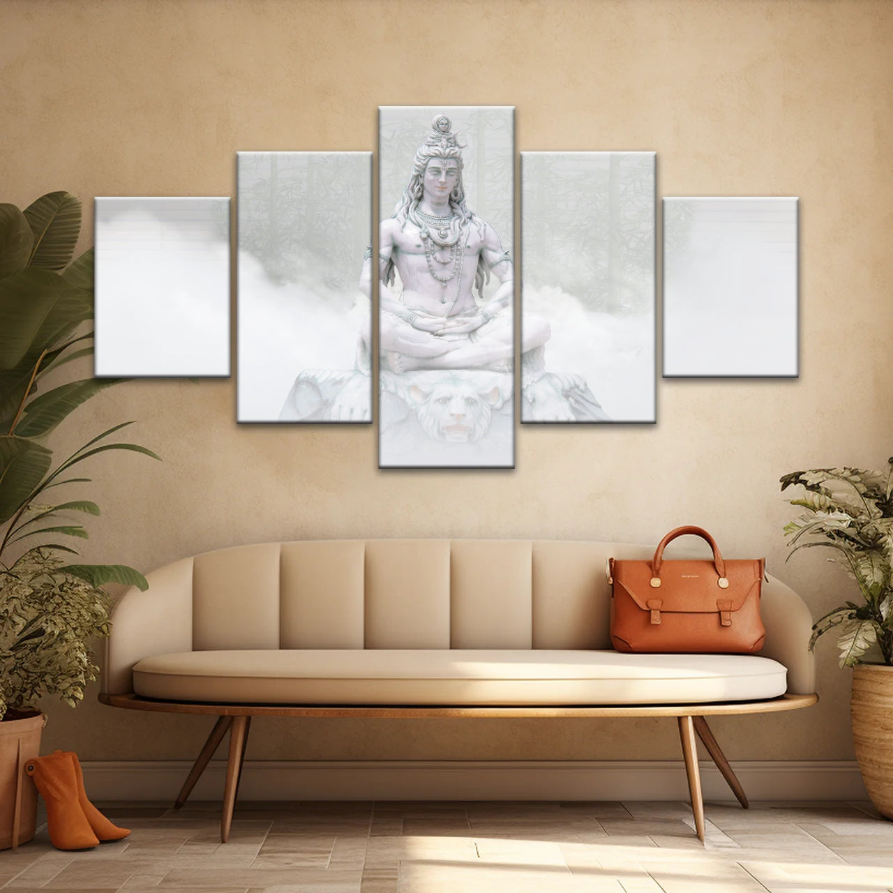 Hindu Deity Shiva in the Mist Statue Hinduism Canvas Wall Art