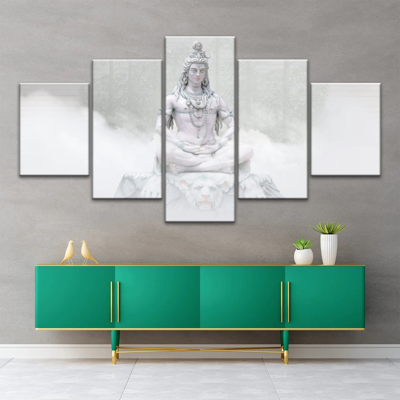 Hindu Deity Shiva in the Mist Statue Hinduism Canvas Wall Art