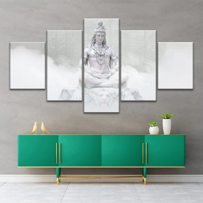 Hindu Deity Shiva in the Mist Statue Hinduism Canvas Wall Art