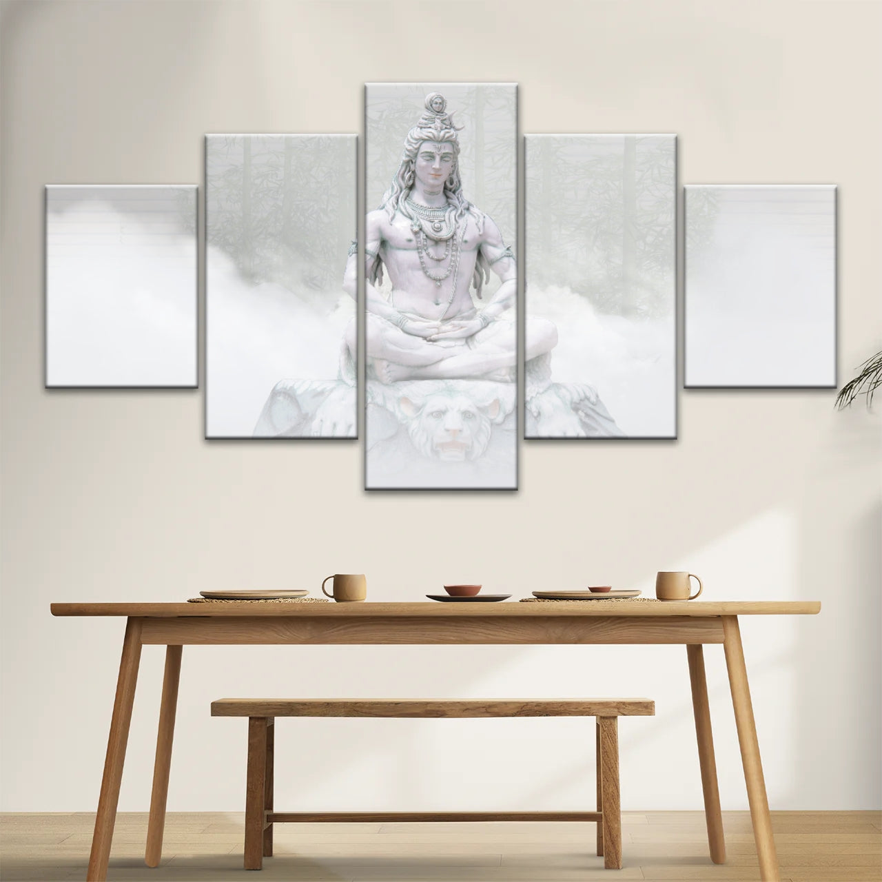 Hindu Deity Shiva in the Mist Statue Hinduism Canvas Wall Art