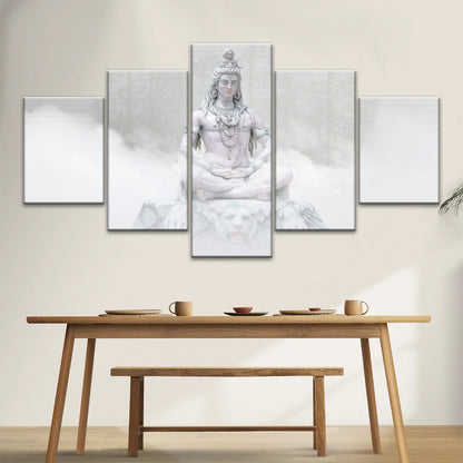 Hindu Deity Shiva in the Mist Statue Hinduism Canvas Wall Art