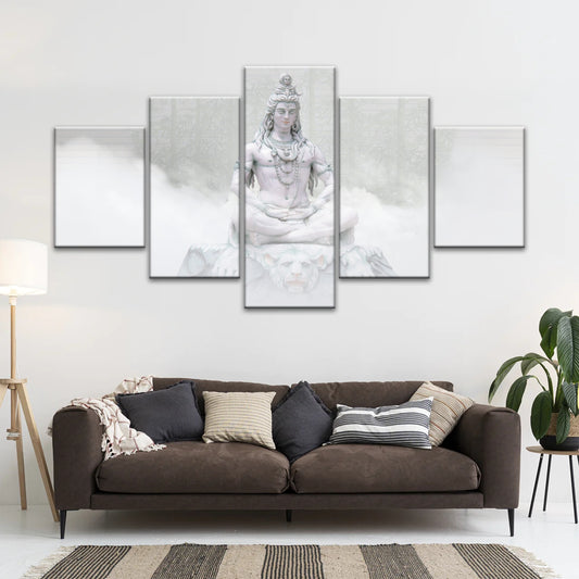 Hindu Deity Shiva in the Mist Statue Hinduism Canvas Wall Art