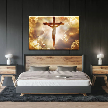 Holy Spirit Of Christian - Sunrays Through Crucifixion of Jesus Christian Wall Decor