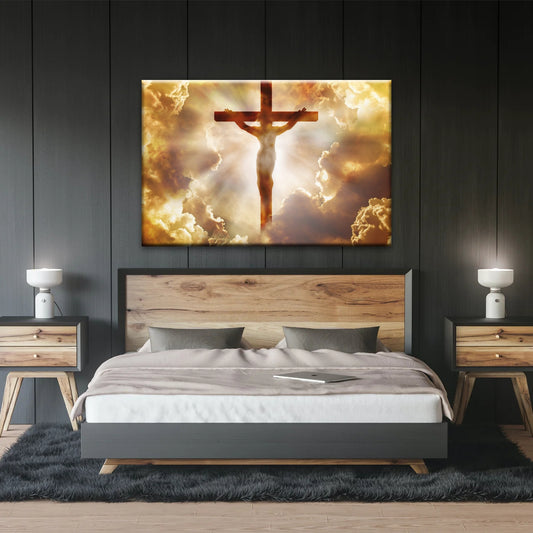 Holy Spirit Of Christian - Sunrays Through Crucifixion of Jesus Christian Wall Decor