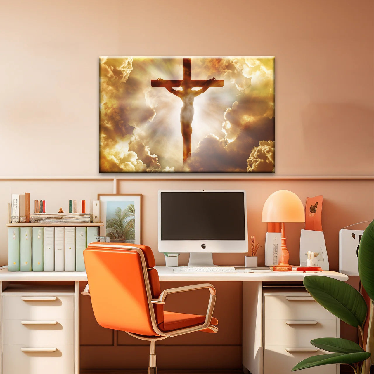 Holy Spirit Of Christian - Sunrays Through Crucifixion of Jesus Christian Wall Decor
