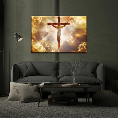 Holy Spirit Of Christian - Sunrays Through Crucifixion of Jesus Christian Wall Decor