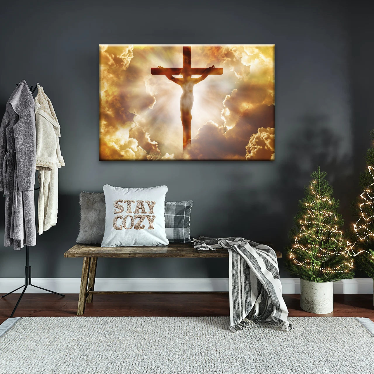 Holy Spirit Of Christian - Sunrays Through Crucifixion of Jesus Christian Wall Decor