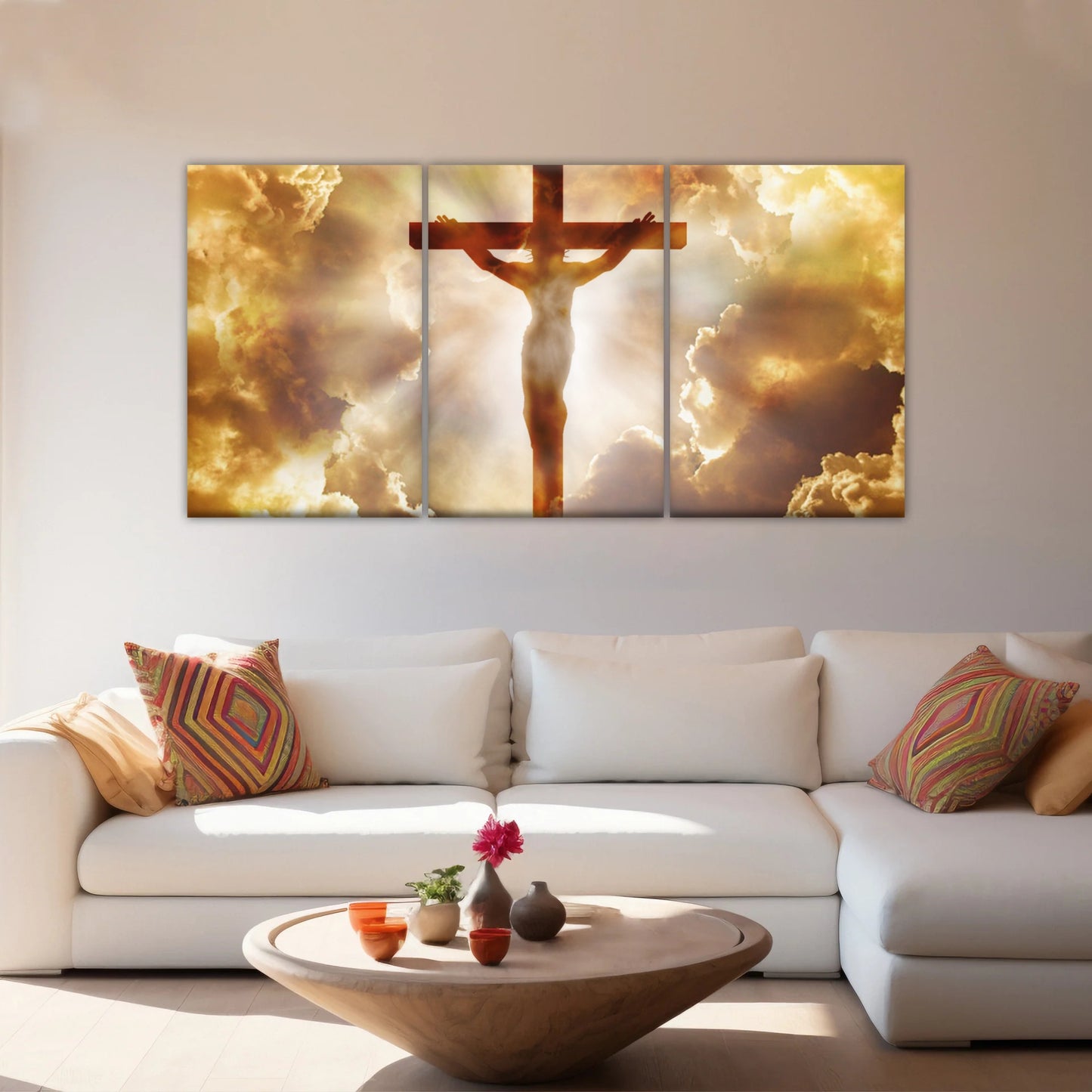 Holy Spirit Of Christian - Sunrays Through Crucifixion of Jesus Christian Wall Decor