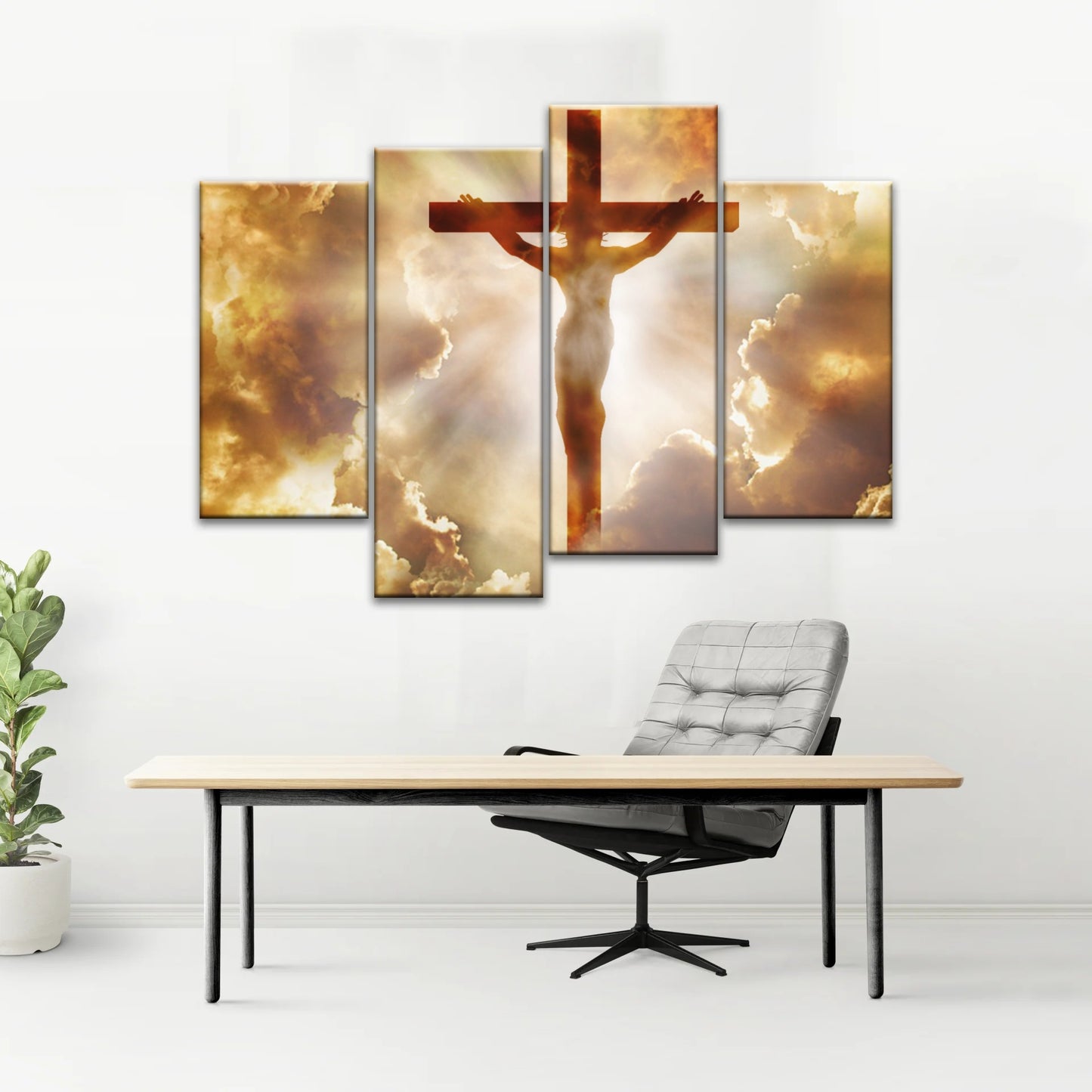 Holy Spirit Of Christian - Sunrays Through Crucifixion of Jesus Christian Wall Decor
