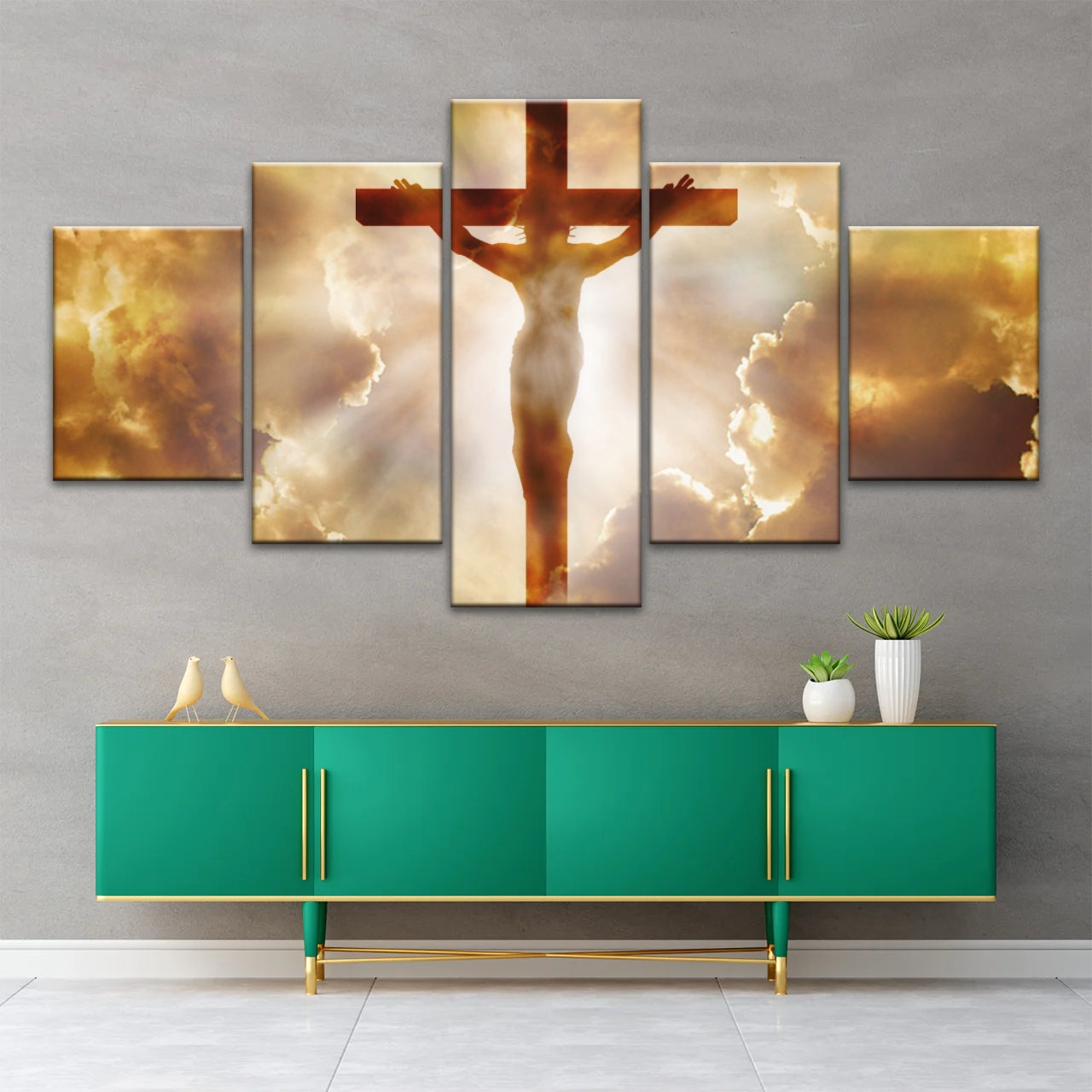 Holy Spirit Of Christian - Sunrays Through Crucifixion of Jesus Christian Wall Decor