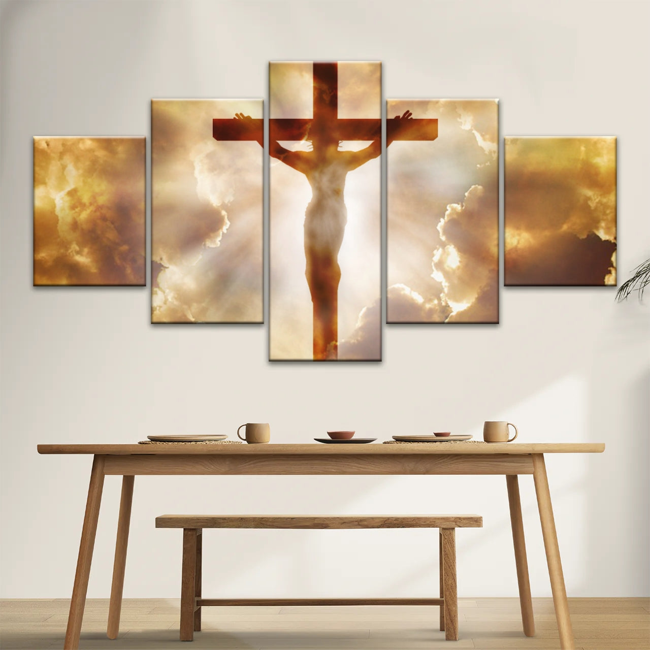 Holy Spirit Of Christian - Sunrays Through Crucifixion of Jesus Christian Wall Decor