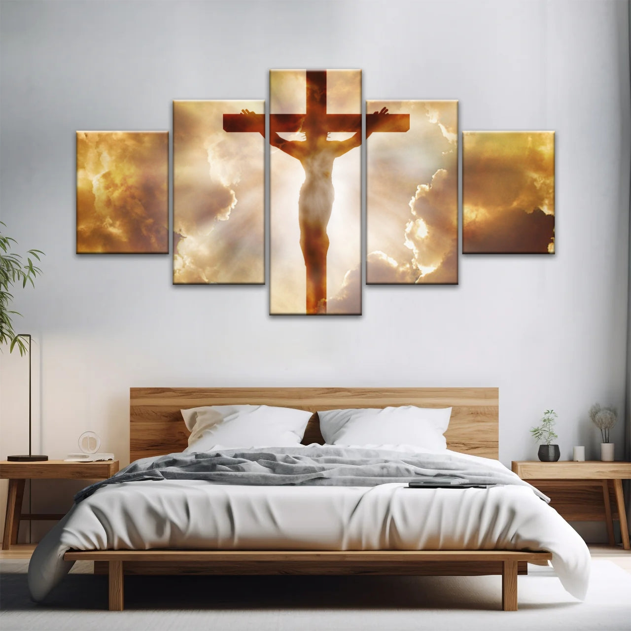 Holy Spirit Of Christian - Sunrays Through Crucifixion of Jesus Christian Wall Decor