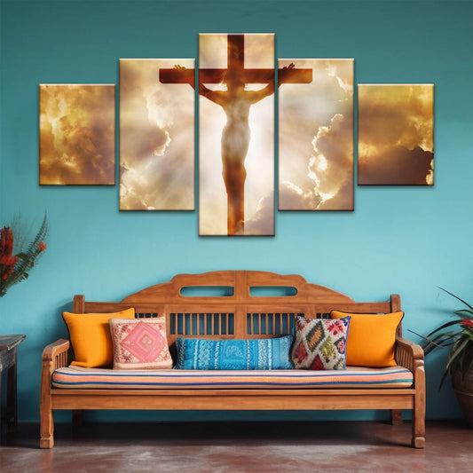 Holy Spirit Of Christian - Sunrays Through Crucifixion of Jesus Christian Wall Decor