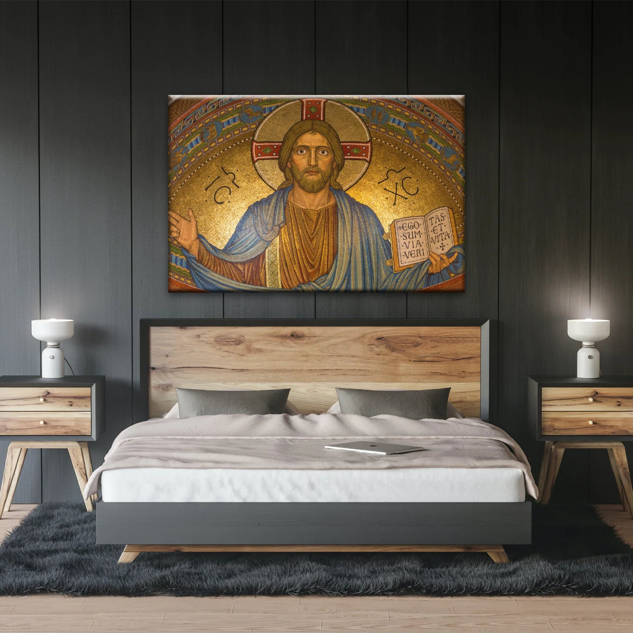 Jesus Christ Holding Book Christian Wall Art Canvas