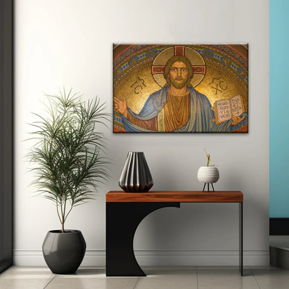 Jesus Christ Holding Book Christian Wall Art Canvas