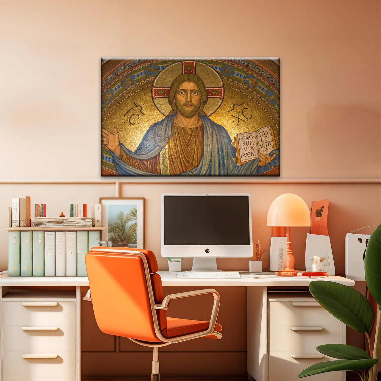 Jesus Christ Holding Book Christian Wall Art Canvas