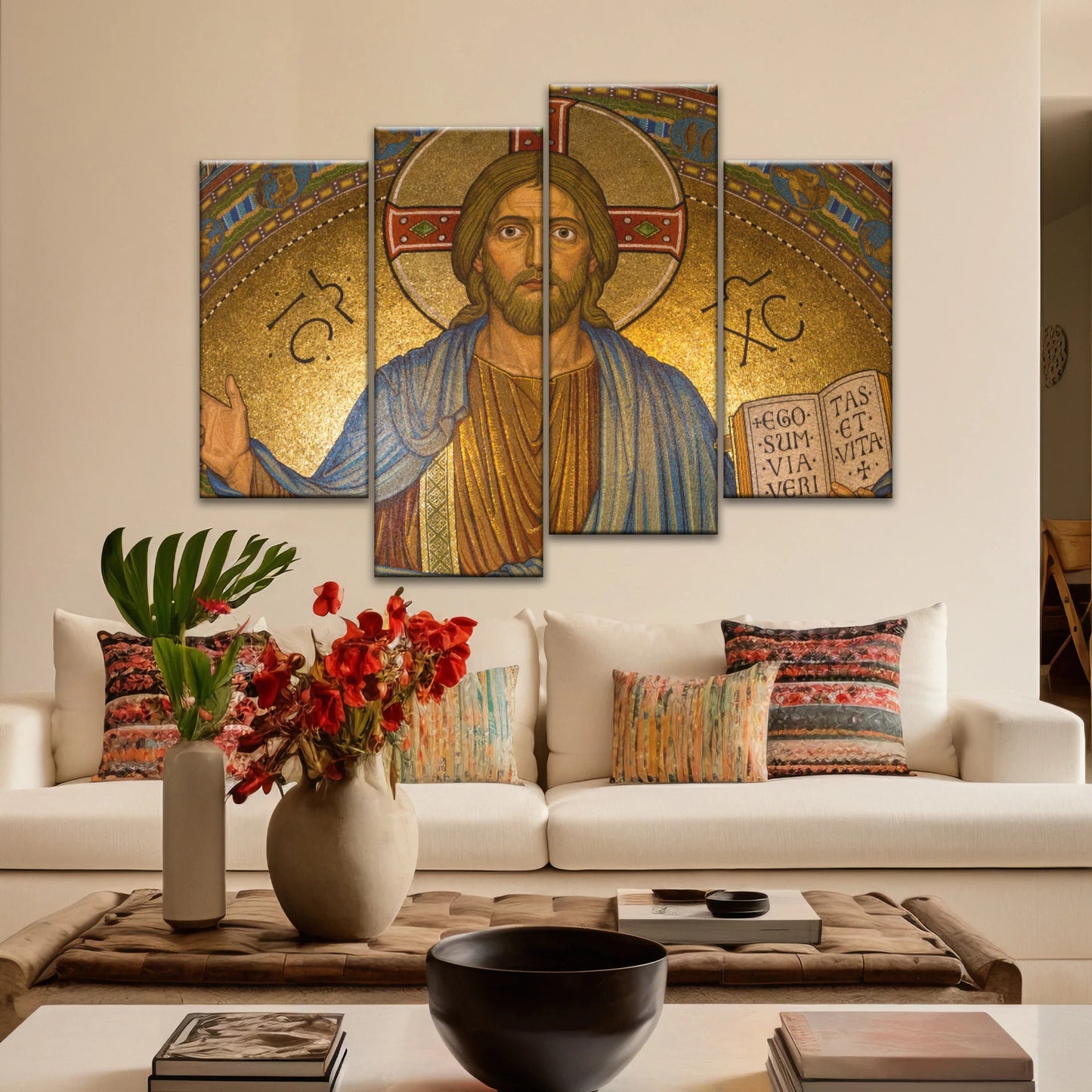 Jesus Christ Holding Book Christian Wall Art Canvas